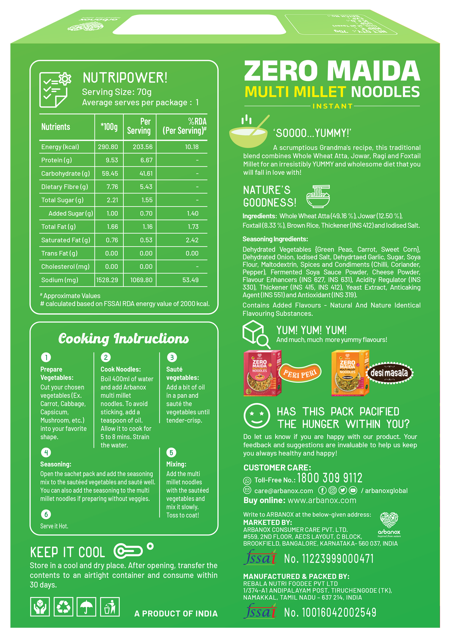 Desi Masala Zingy Ramyun Millet Noodles – Pack of 2 with Natural Ingredients