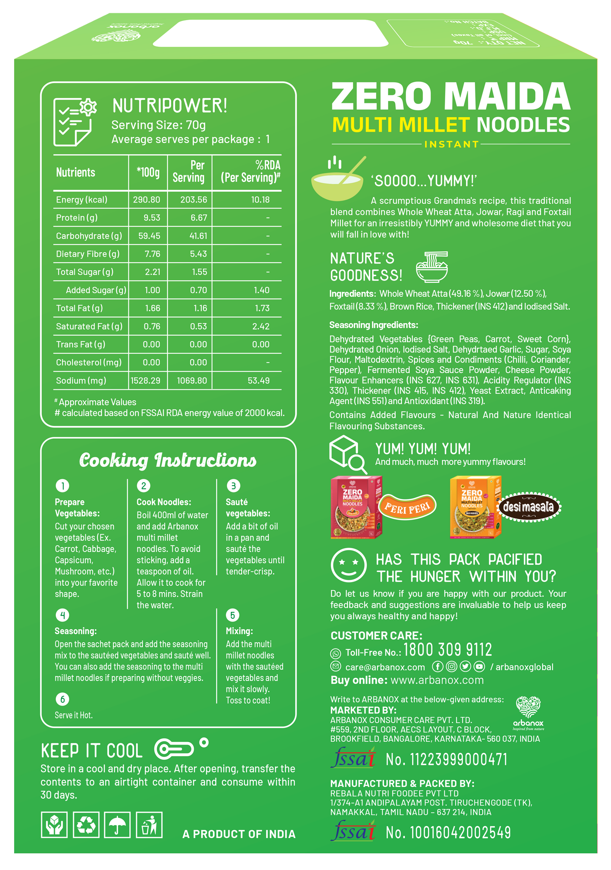 Desi Masala Zingy Ramyun Millet Noodles – Pack of 2 with Natural Ingredients