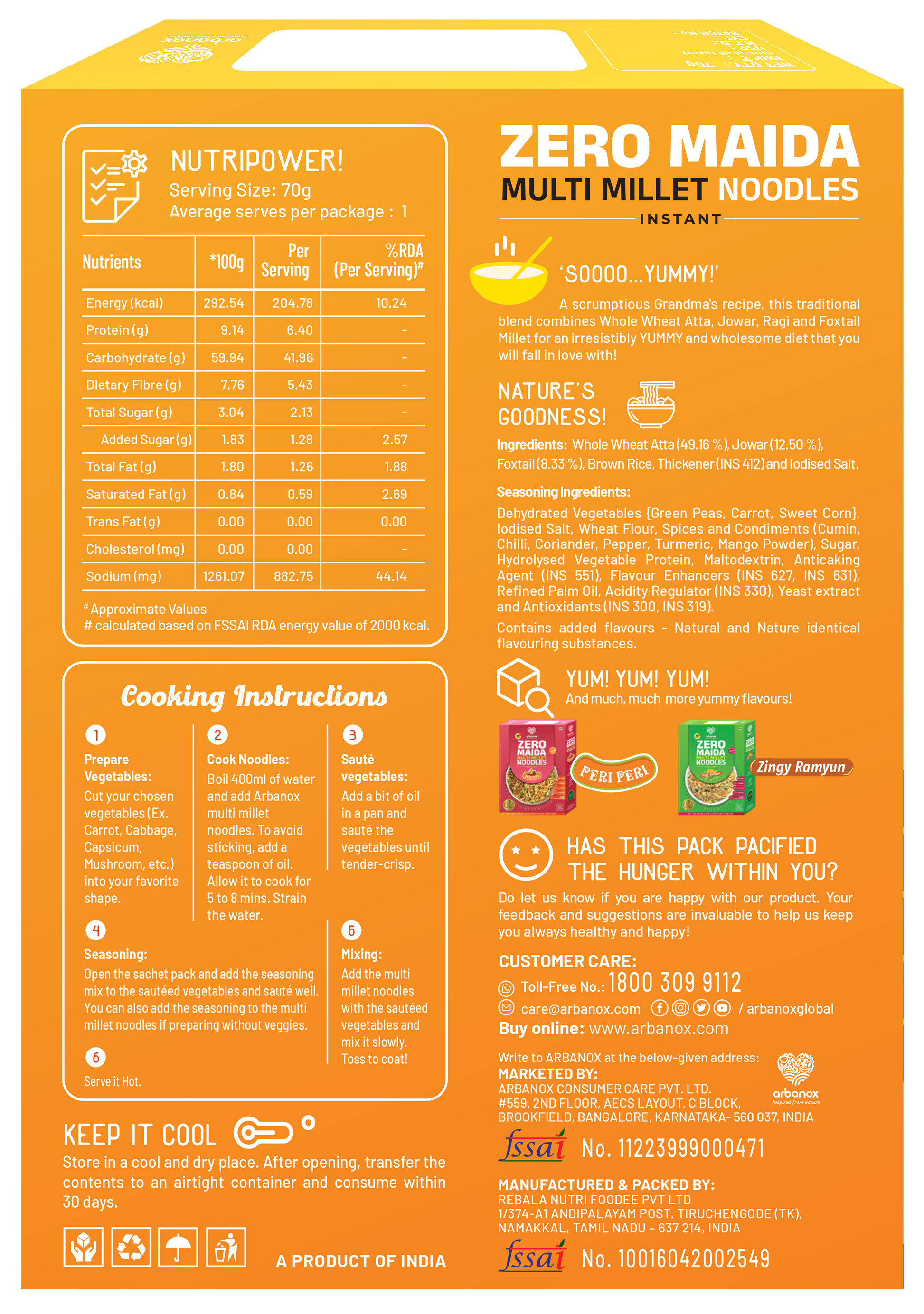 Taste the goodness of guilt-free zero-maida noodles - Made with natural ingredients - Arbanox