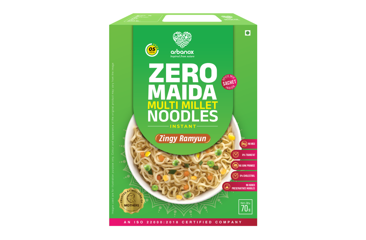 Zingy Ramyun Millet Noodles – Zero Maida and Packed with Nutrition - Healthy Instant Noodles - Arbanox
